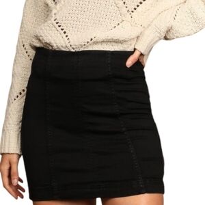 Free People Black Volcano Modern Femme Denim Mini Skirt - Size 2